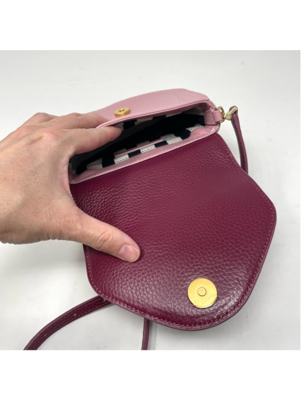 Lulu Guinness Small Leather Colorblock Pink Lips Shoulder Bag - Picture 8 of 11